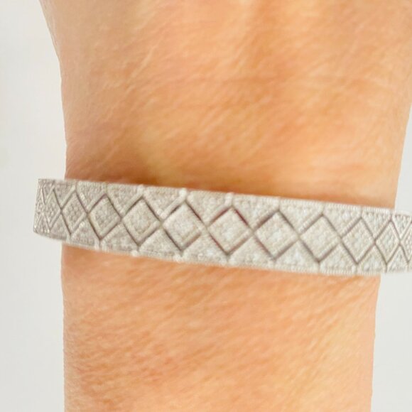 Beautiful Vintage Sterling Silver Geometric Cuff – Marked ISP 925 China - Picture 3 of 14